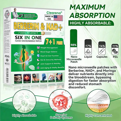 🇺🇸 𝐎𝐟𝐟𝐢𝐜𝐢𝐚𝐥 𝐔𝐒 𝐒𝐭𝐨𝐫𝐞 | 🧑‍⚕️🩺 𝘾𝙡𝙚𝙖𝙧𝙚𝙣𝙖® Moringa · Berberine × NAD+ 6-𝐢𝐧-𝟏 𝐀𝐝𝐯𝐚𝐧𝐜𝐞𝐝 𝐍𝐚𝐧𝐨 𝐌𝐢𝐜𝐫𝐨𝐧𝐞𝐞𝐝𝐥𝐞 𝐏𝐚𝐭𝐜𝐡 — 𝐎𝐧𝐜𝐞 𝐃𝐚𝐢𝐥𝐲, 𝐕𝐢𝐬𝐢𝐛𝐥𝐞 𝐑𝐞𝐬𝐮𝐥𝐭𝐬 𝐢𝐧 𝟕 𝐃𝐚𝐲𝐬