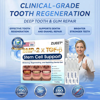 𝙕𝙐𝙀𝙀𝙏® BMP-2 x TGF-β (Stem Cell Support) Whitening, Regenerating, and Repairing Dental Gel - Results in 7 days