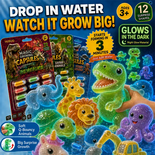 Save 50% by Ordering Today丨HUBUQ® Grow-in-Water Animal Capsules – Watch Them Expand Into Soft Animal Shapes 💧🦖