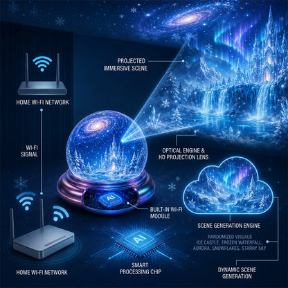 Topacme® Galaxy Night Light Projector – 360° Starry Sky & Ocean Wave Ambient Light for Bedroom Relaxation (Copy)