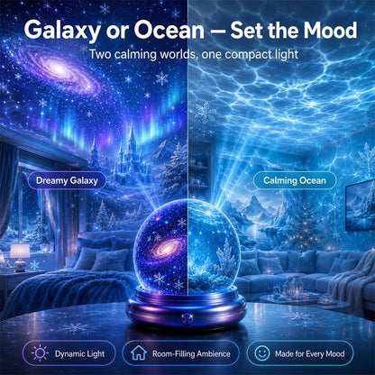 Topacme® Galaxy Night Light Projector – 360° Starry Sky & Ocean Wave Ambient Light for Bedroom Relaxation (Copy)