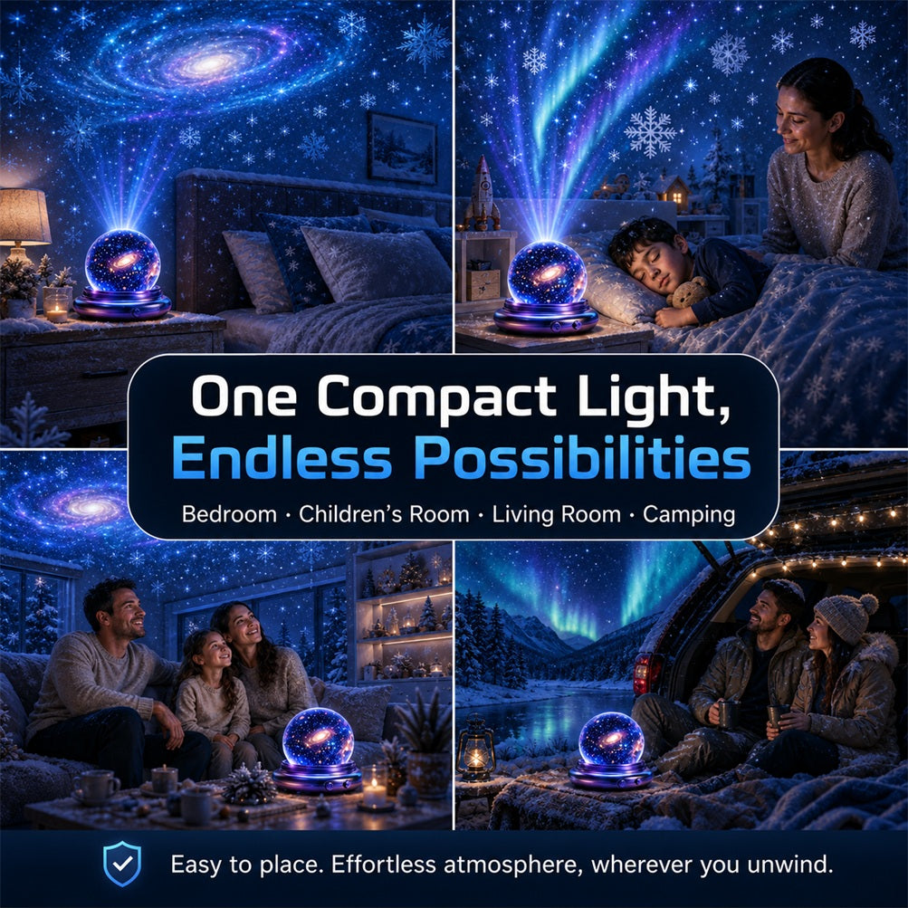 Topacme® Galaxy Night Light Projector – 360° Starry Sky & Ocean Wave Ambient Light for Bedroom Relaxation (Copy)