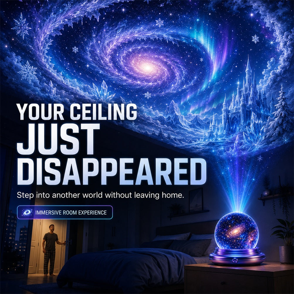 Topacme® Galaxy Night Light Projector – 360° Starry Sky & Ocean Wave Ambient Light for Bedroom Relaxation (Copy)