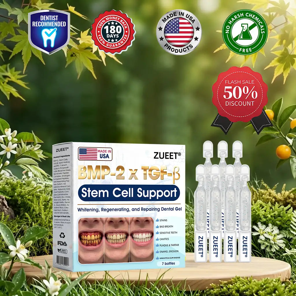 𝙕𝙐𝙀𝙀𝙏® BMP-2 x TGF-β (Stem Cell Support) Whitening, Regenerating, and Repairing Dental Gel - Results in 7 days