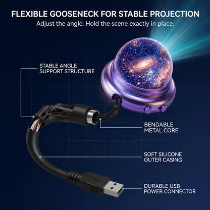 Topacme® Galaxy Night Light Projector – 360° Starry Sky & Ocean Wave Ambient Light for Bedroom Relaxation