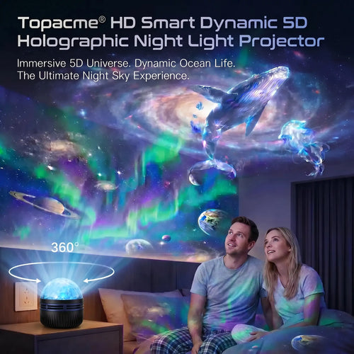Topacme® Galaxy Projector – 360° Starry Night & Ocean Wave Mood Light for Bedroom & Home Relaxation