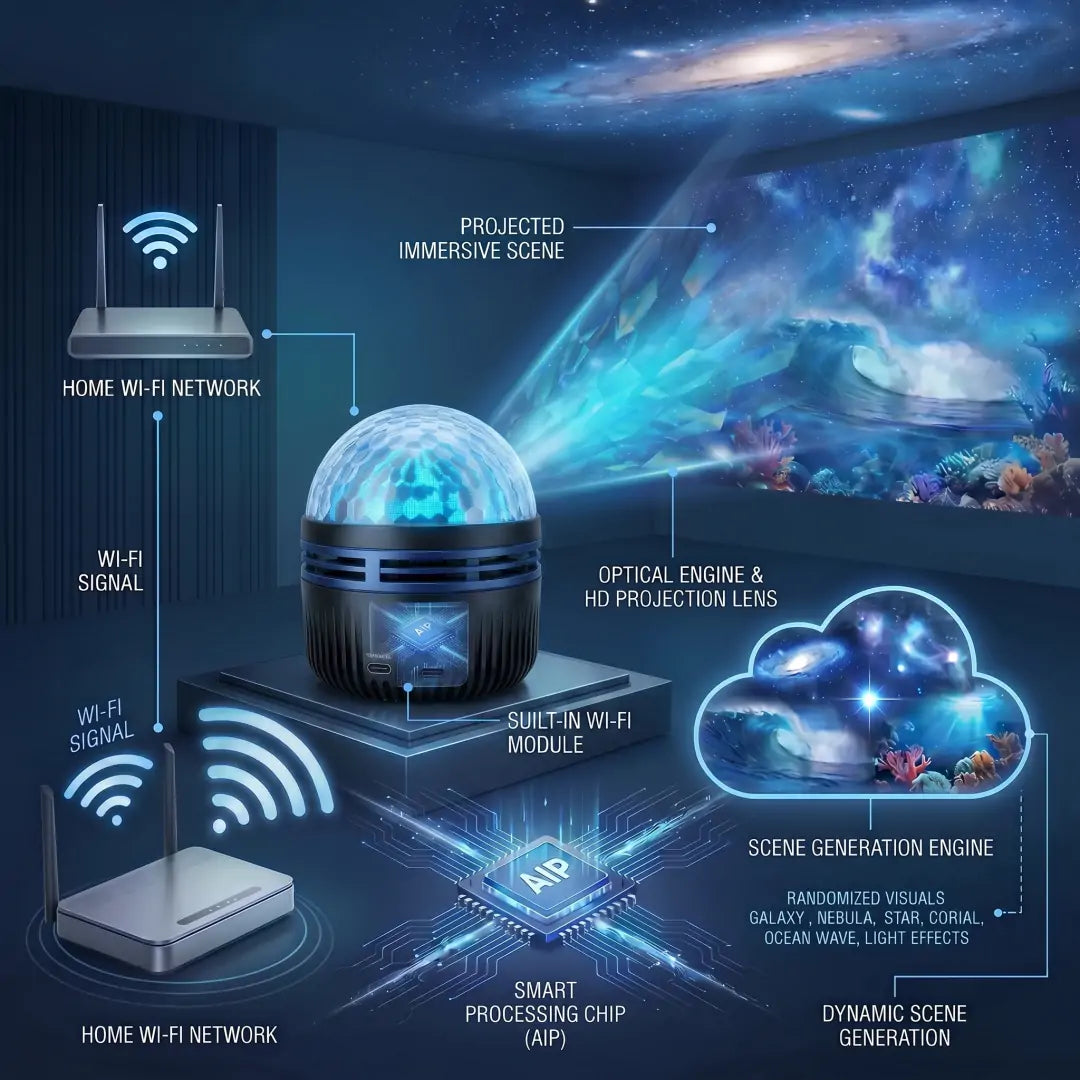 Topacme® Galaxy Projector – 360° Starry Night & Ocean Wave Mood Light for Bedroom & Home Relaxation