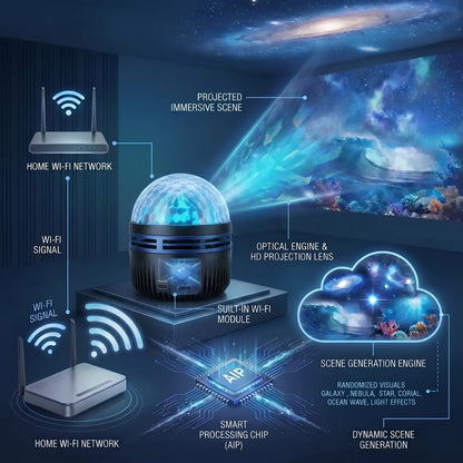 Topacme® Galaxy Projector – 360° Starry Night & Ocean Wave Mood Light for Bedroom & Home Relaxation