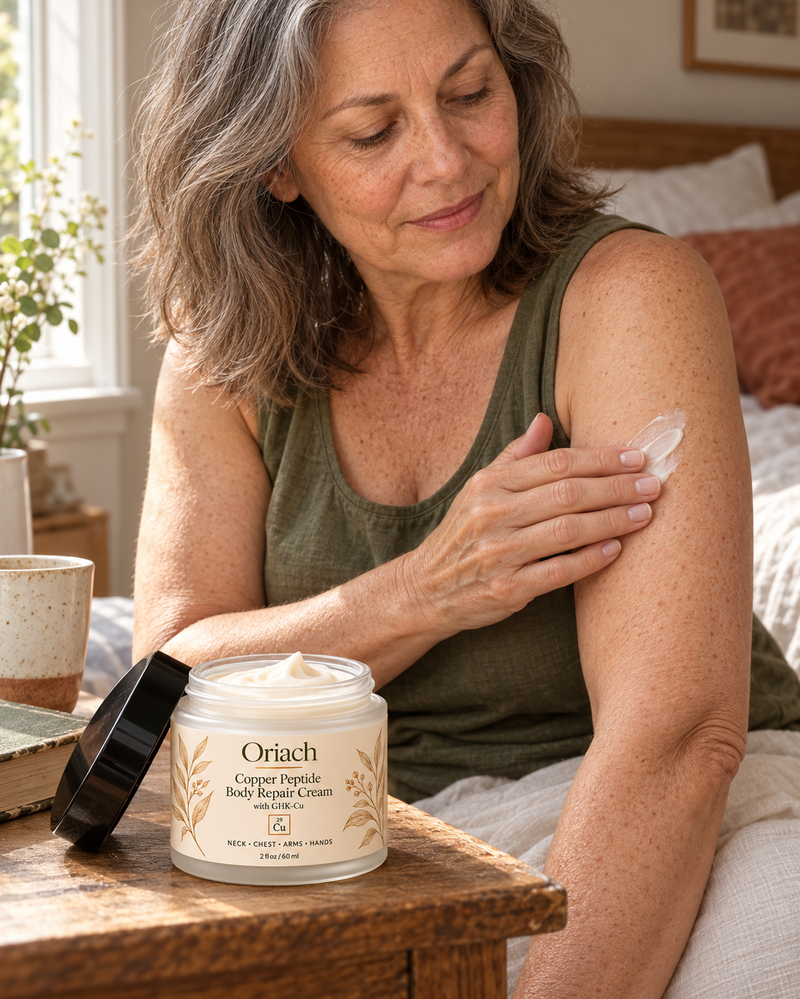 Oriach body cream application scene