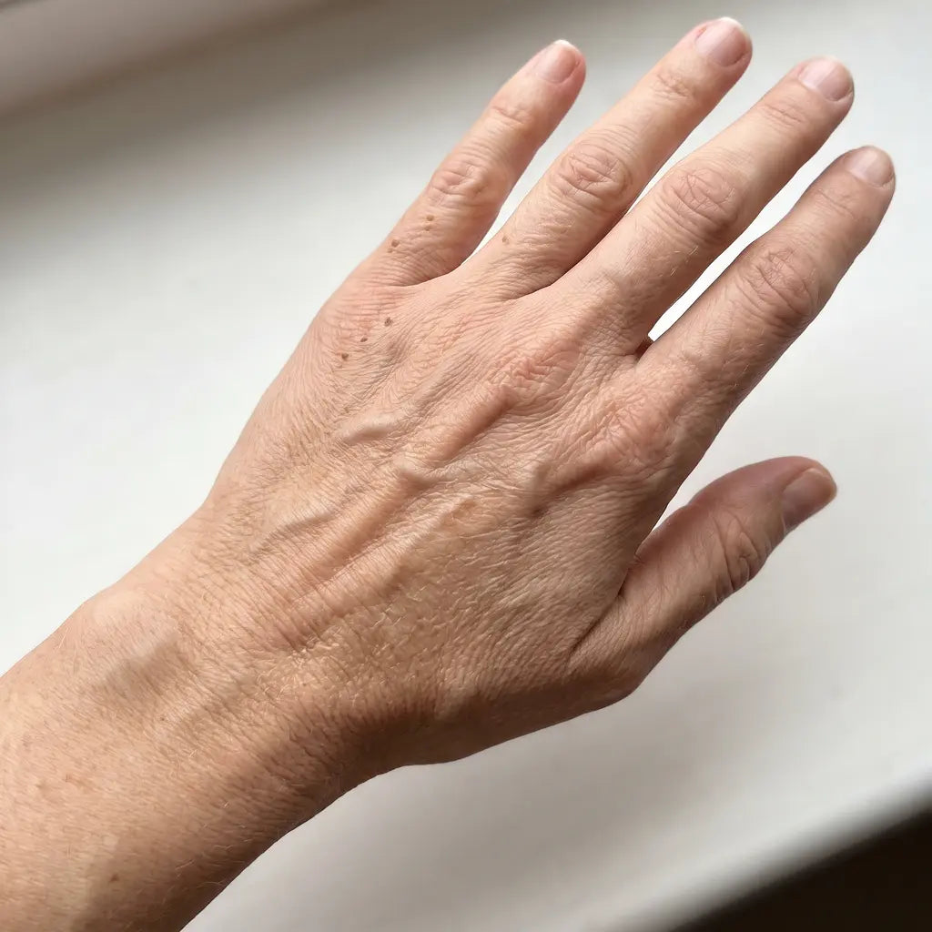 Back of hand before, company-supplied comparison